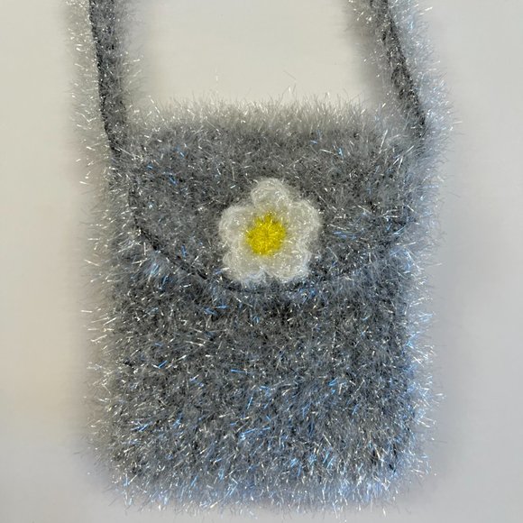 Sparkle & Shag Mini Glittery Silver Crossbody Bag - NWOT - Unique - Picture 2 of 9